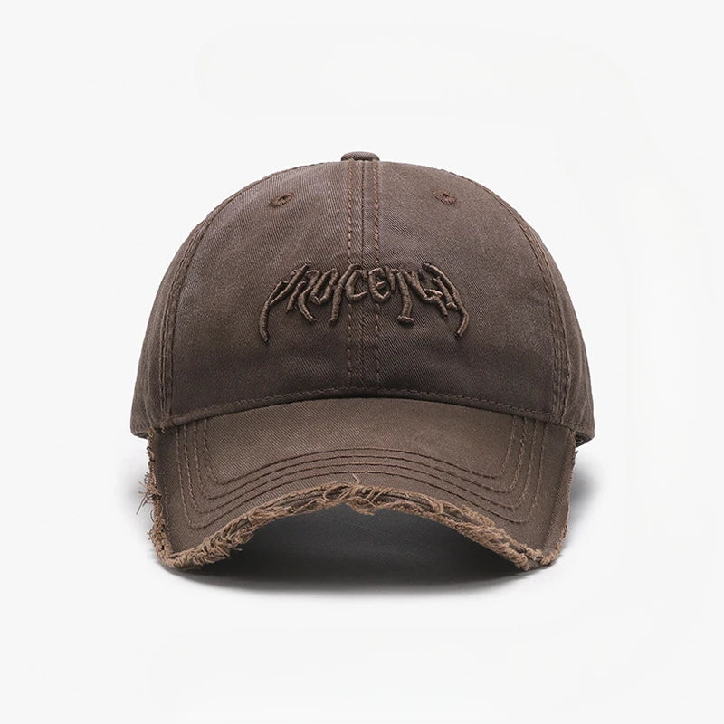 Letter Three-dimensional Embroidery Soft Top Rough Edge Men's BaseballCap European and American Fashion Versatile Cap Adjustable