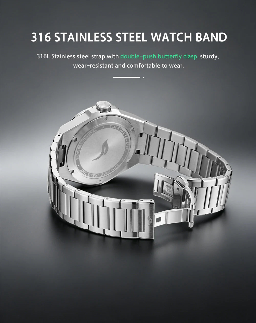 BORIAGE Fully automatic mechanical men's watch BGW9 luminous watch MIYOTA9015 movement 316 stainless steel 200m Water Resistance