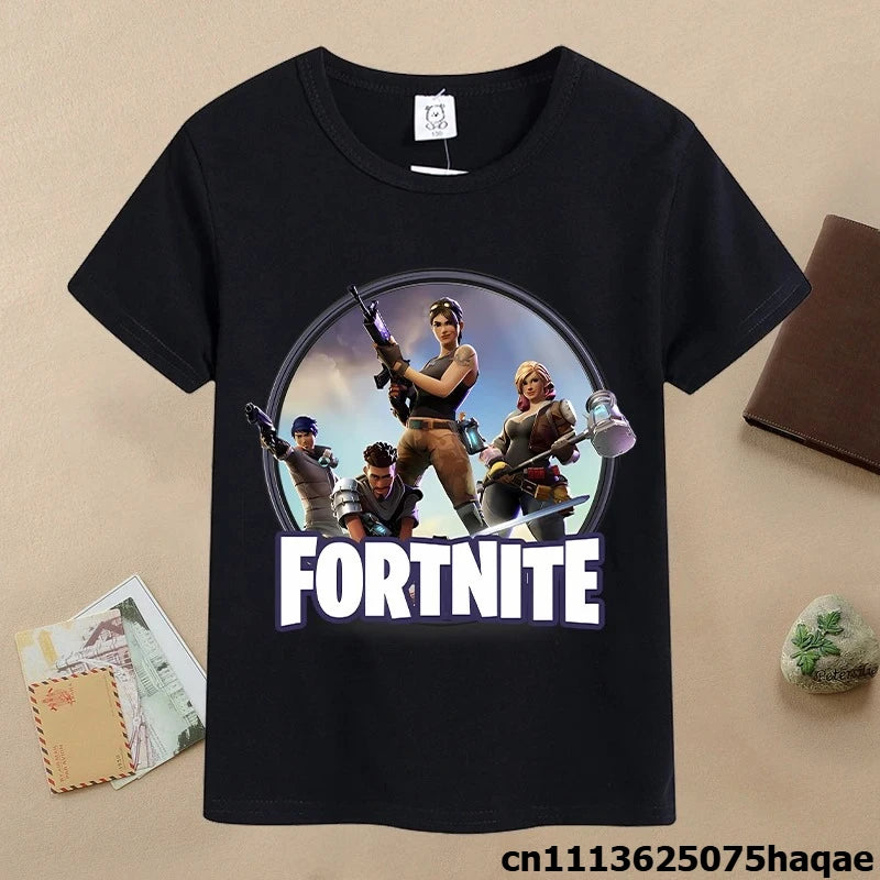 Summer Fortnites Children T-shirt Cartoon Game Figure Printed T-shirt Boys Casual Sports T-shirt Short Sleeves Kids Clothing