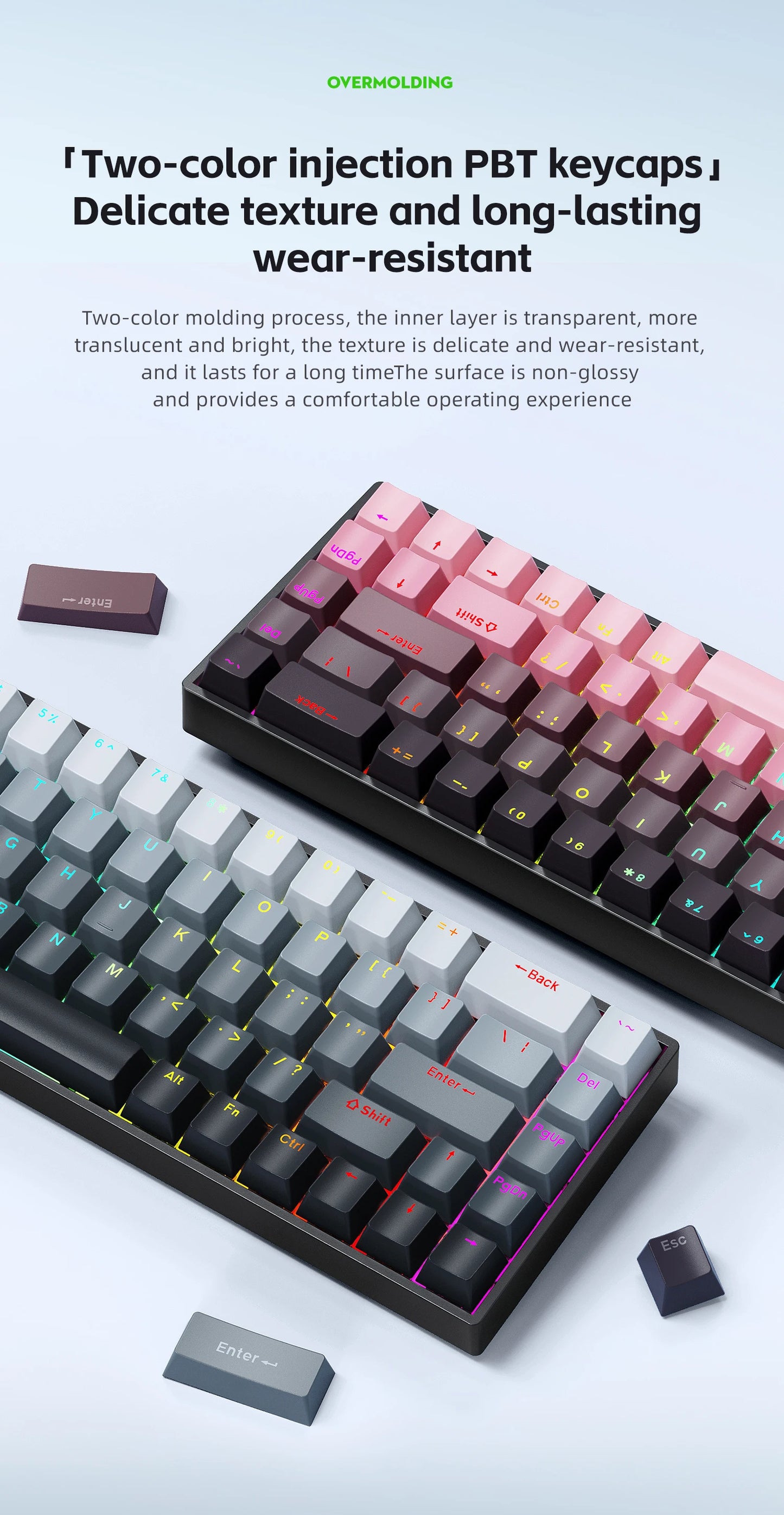 K68 68Key Wireless Mechanical Keyboard Tri-mode Connection, Full Key Hot Swap, RGB lighting Effects, L