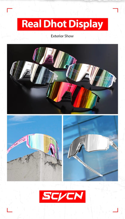 Scvcn Sunglasses Cycling Glasses Photochromic Sports for Men Sun Mountain Bike Road Bicycle Eyewear Goggles UV400 Polarized MTB