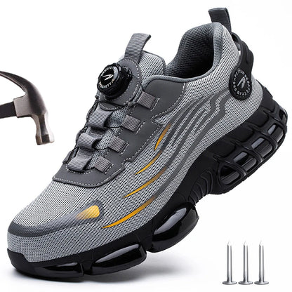Chaussures de sécurité de travail à bouton rotatif pour hommes, chaussures à bout en acier indestructibles, baskets de travail, bottes de protection, taille 47 48