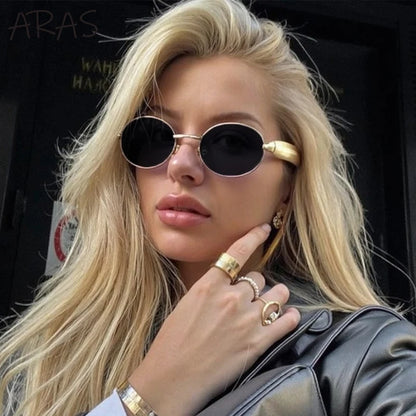 Sexy Small Oval Punk Sunglasses Women 2026 Luxury Vintage Steampunk Metal Frame Sun Glasses For Ladies Trendy Traveling Shades