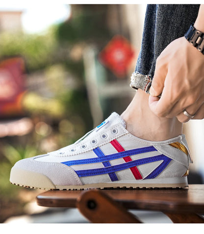 Men's Classic Running Shoes Lace Up Flat Bottom Sports Shoes Soft Sole Walking Gym Breathable Couple Casual Canvas Tennis Shoes