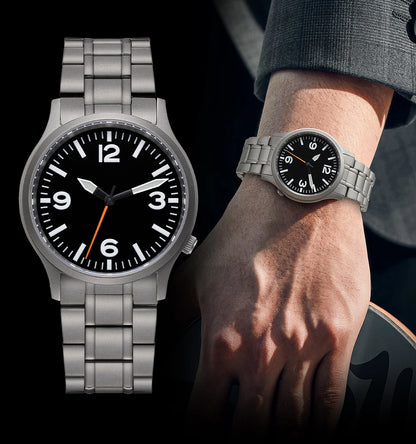 BERNY Full Titanium Watches for Men Super Luminous Sapphire Sports Field Quartz Men's Watch VH31 Wristwatch 5ATM Easy Read