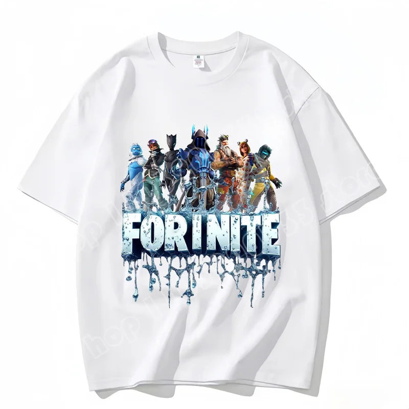 Fortnite Rundhals-T-Shirt für Erwachsene, unisex, Gaming-Dance-Mode, neu, aus reiner Baumwolle, kurzärmeliges Oberteil, perfekt für Freizeit und Urlaub