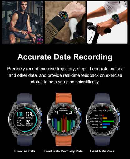 2026 New Military Smart Watch GPS Track Compass Altimeter Bluetooth Calling 860mAh Battery DTG1 Men Outdoor Sports SmartWatch