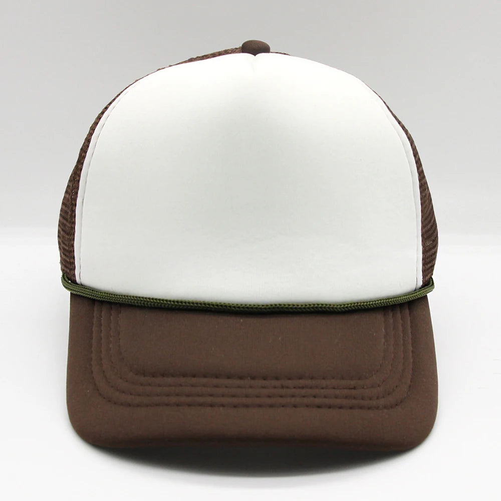 5 panel Trucker Caps Men Women Plain Blank Foam Mesh Baseball Cap With Rope Summer Breathable Outdoor Sport Sun Visor Hats