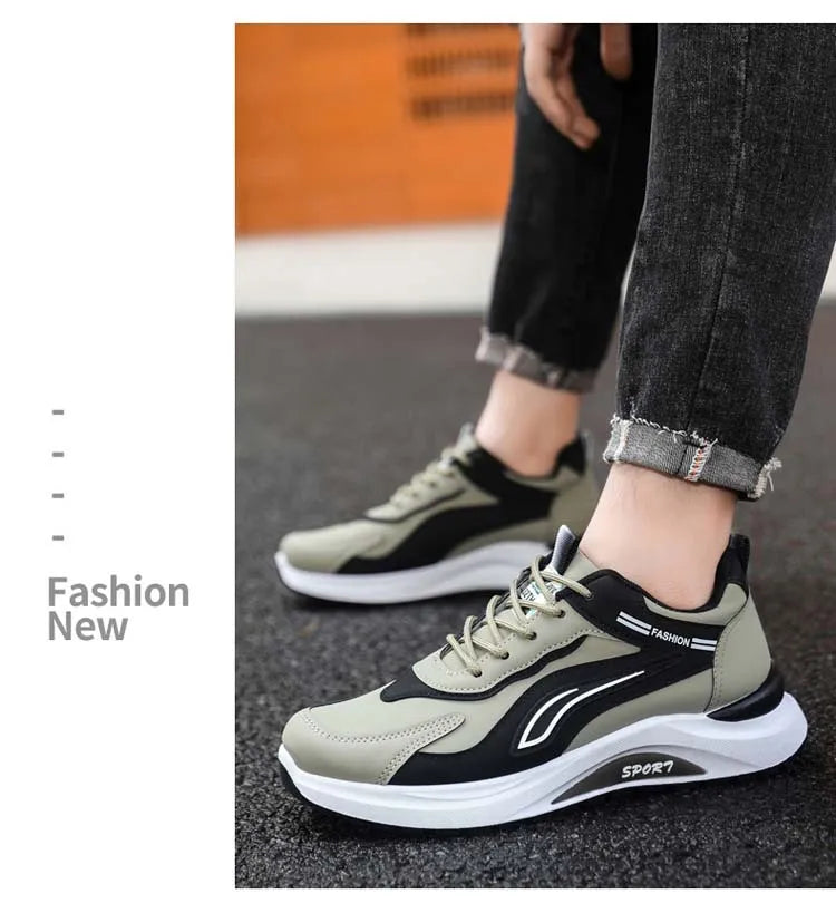 Modne męskie buty sportowe w koreańskim stylu, sznurowane, casualowe, do biegania, wygodne, oddychające, z grubą podeszwą
