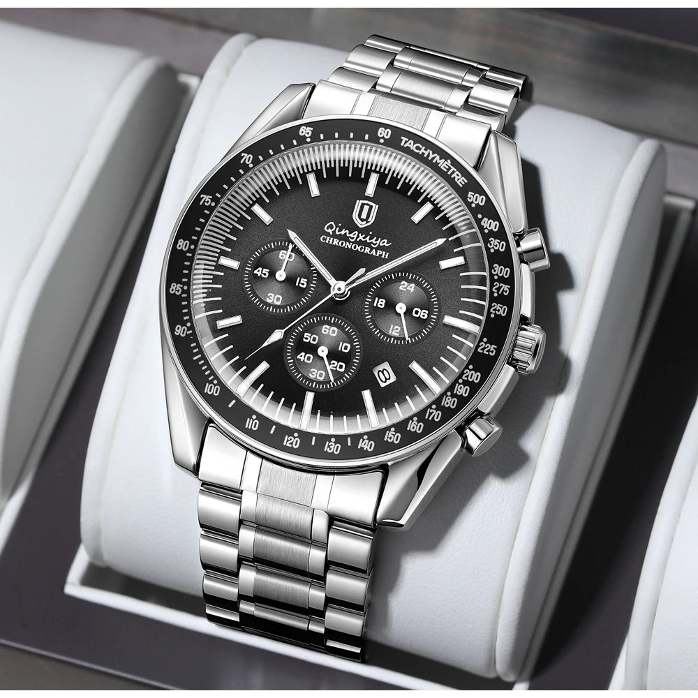 Luxury Brand Men Quartz Watch Waterproof Luminous Stainless Steel Men's Watches 24 Hours Chronograph Date Business Watch For Man