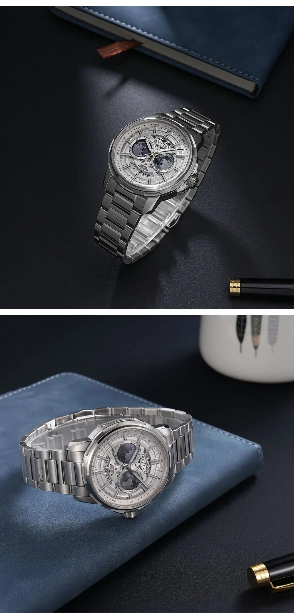 BORIAGE (BOAIJIUA) Automatic Mechanical Watch Creative Starry Sky Watch Water Resistant Mechanical Watches Birthday Gift for Men