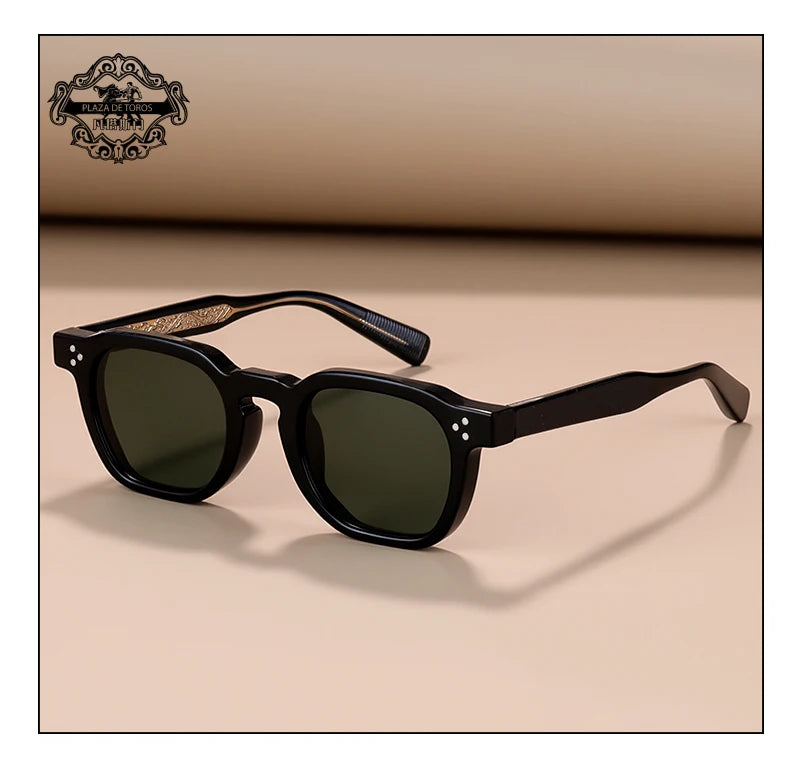 Classics Rivets Style Retro Sun Glasses for Women TR90 Frame Polygon Polarized Sunglasses UV400 Male Black Green 2025 Summer