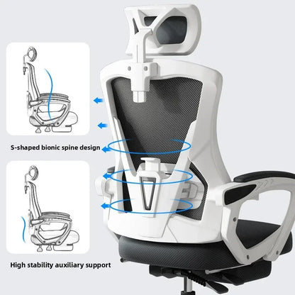 Chaise de jeu ergonomique pour ordinateur, avec dossier inclinable et hauteur réglable, idéale pour les étudiants, les dortoirs et les bureaux à domicile.