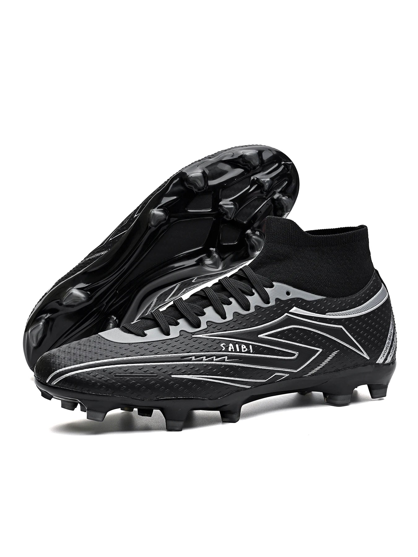 AG/FG Long Studs Soccer Shoes, PU Fabric Mixed Upper, TPU Sole Wear-Resistant Anti-Slip, Men Women Kids Youth Outdoor Sports