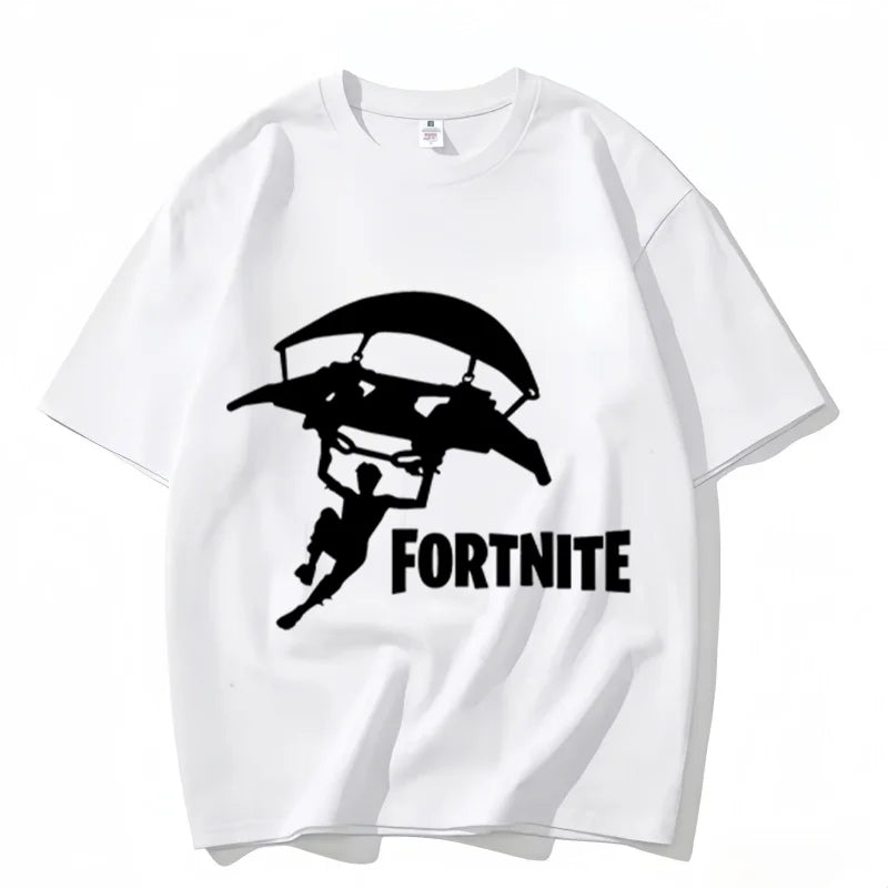 Fortnite Rundhals-T-Shirt für Erwachsene, unisex, Gaming-Dance-Mode, neu, aus reiner Baumwolle, kurzärmeliges Oberteil, perfekt für Freizeit und Urlaub