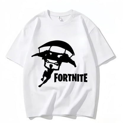 Fortnite Rundhals-T-Shirt für Erwachsene, unisex, Gaming-Dance-Mode, neu, aus reiner Baumwolle, kurzärmeliges Oberteil, perfekt für Freizeit und Urlaub