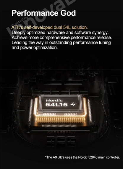 ATK Dragonfly A9 Ultimate belaidė žaidimų pelė A9 Air PAW3950, itin lengva ergonomiška e. sporto FPS žaidėjų pelė CSGO A9 Ultra