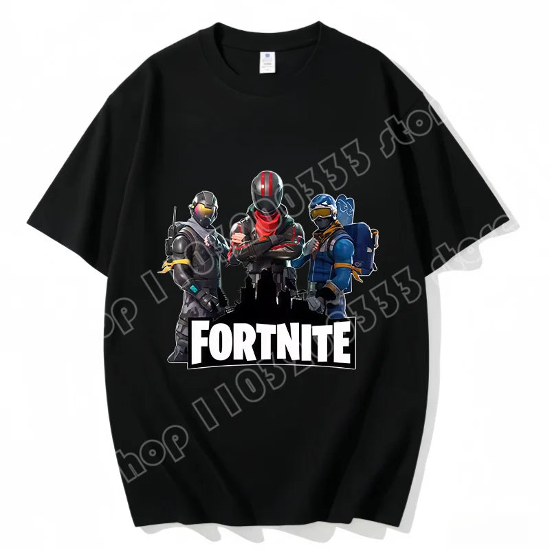 Fortnite Rundhals-T-Shirt für Erwachsene, unisex, Gaming-Dance-Mode, neu, aus reiner Baumwolle, kurzärmeliges Oberteil, perfekt für Freizeit und Urlaub