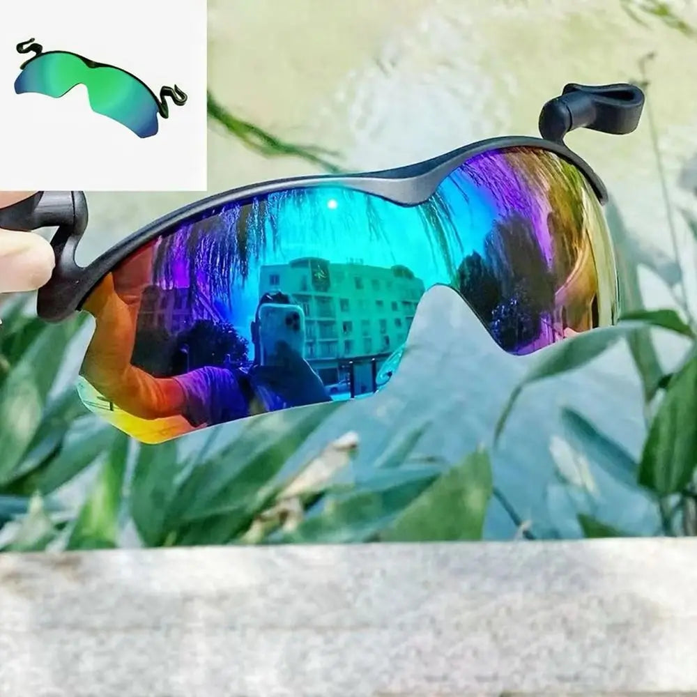 Clip Cap Sports Sunglasses, Clip On Hat Polarized Sunglasses, Flip-Up Cover UV Protection Fishing Cycling Outdoor Sunglasses