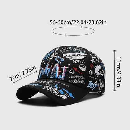 Graffiti Print Baseball Cap Adjustable Sun Protection Breathable Hat for Outdoor Activities Fishing Camping