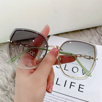 Rhinestone Decor Rimless Fashion Sunglasses For Women Men Casual Gradient Glasses For Summer Beach Party UV400