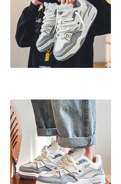 Zapatillas casual de malla para hombre, cómodas zapatillas de running masculinas con cordones, zapatos de skate con plataforma para hombre, zapatillas deportivas para estudiantes