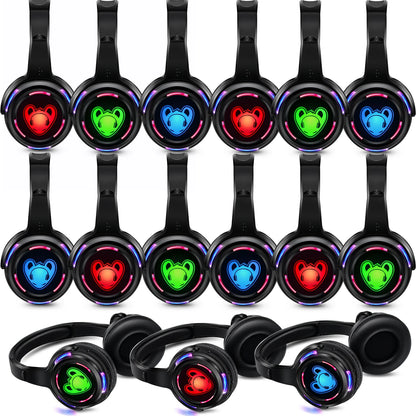 Cuffie wireless Silent Disco RF LED DJ Party 863–865MHz/915MHz con illuminazione LED a 3 canali e batteria da 10H