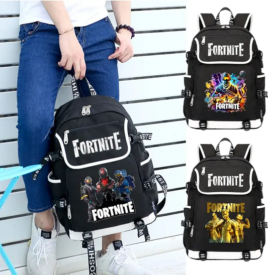 Zaino Fortnites di grande capacità, borsa casual a tracolla con porta USB, unisex, stile anime, cartella per studenti, nuovo regalo di cancelleria elegante