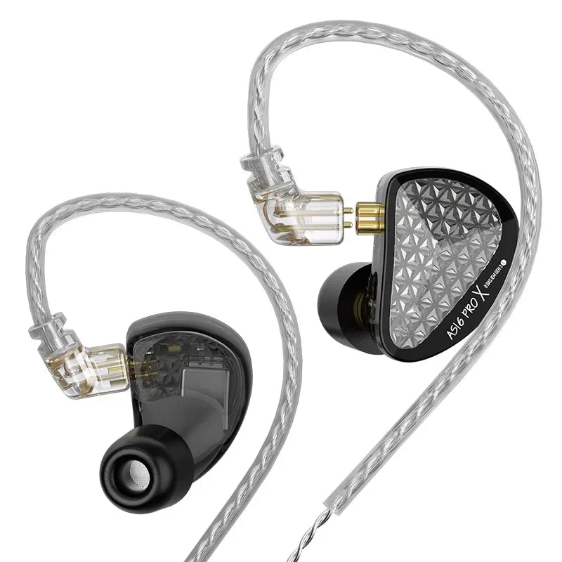 Auriculares intra-auriculares monitor KZ AS16 PRO X HiFi – auscultadores com fios com 8 drivers de armadura balanceada e microfone