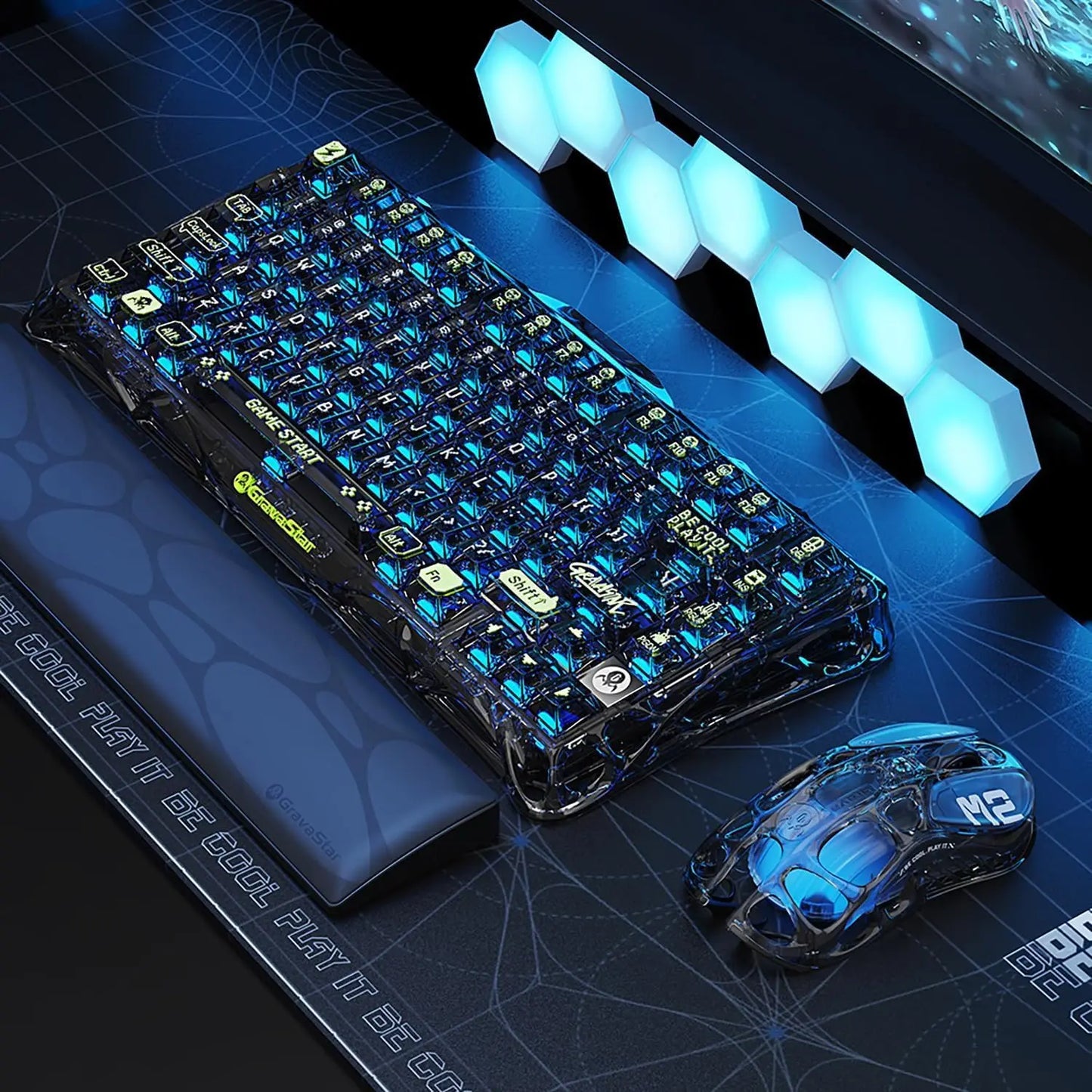 GravaStar Mercury M2 Wireless Gaming Mouse with 26,000 DPI, PAW3395DM Sensor - 79g Lightweight Hollowed-Out Design - 5 Programmable Buttons