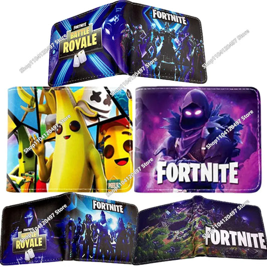 Fortnite Shooting Game Peripheral PU Snap Button Wallet Anime Coin Purse Folding Leather Wallet Card Holder Student Gifts
