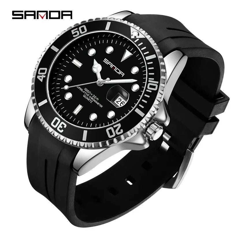 SANDA 7018 Hot Sell Men Quatrz Watch Sport Mens Watches Top Brand Luxury Waterproof Silicone Quartz Clock Men Relogio Masculino