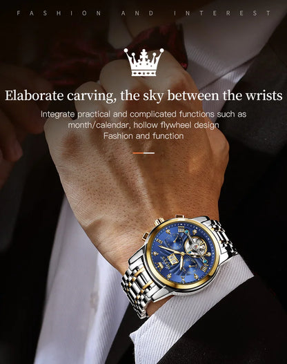 OLEVS 9910 Mens Watch Original Luxury Tourbillon Automatic Mechanical Watche Waterproof Luminous  Day-Date Watch With Box Reloj