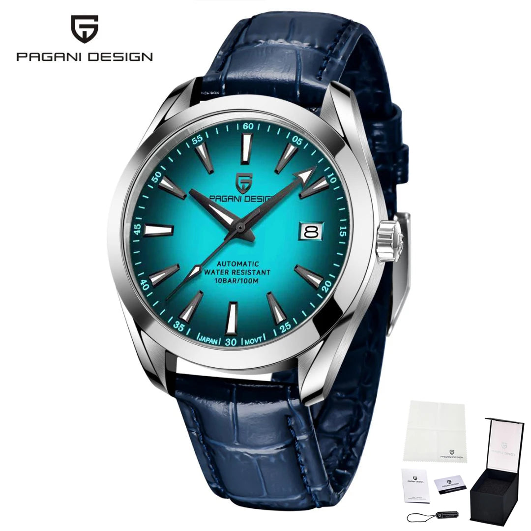 Reloj de lujo para hombre PAGANI DESIGN – Modelo automático mecánico (calibre 8215), de acero inoxidable, hermético, con indicador de fecha y agujas luminiscentes