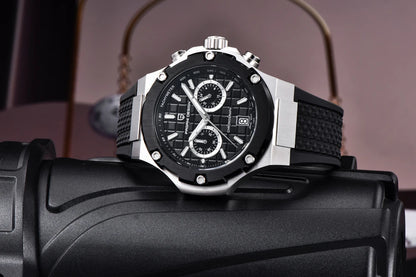 Quartzhorloges voor heren van PAGANI DESIGN – Luxe sportchronograaf, waterdicht, voorzien van lichtgevende wijzers en een saffierglas met antireflectiecoating