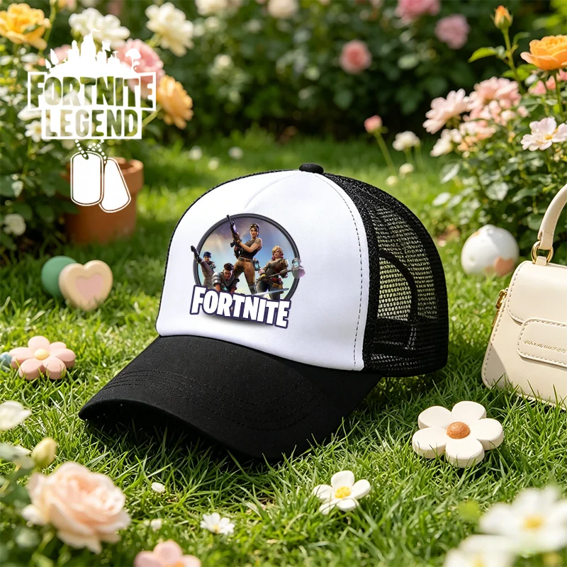 Boné de Basebol Fortnite com Estampa Cartoon do Jogo para Crianças, Boné de Verão em Malha Respirável, Boné Ajustável com Pala, Presente de Aniversário para Crianças
