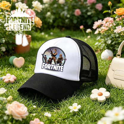 Boné de Basebol Fortnite com Estampa Cartoon do Jogo para Crianças, Boné de Verão em Malha Respirável, Boné Ajustável com Pala, Presente de Aniversário para Crianças