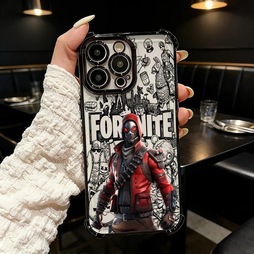 Capa de Telemóvel FortniteS Popular Game com Revestimento para iPhone 17 17e 16e 16 15 14 13 12 11 Pro Max X XR XSMax 7 8 Mini Air Plus Antichoque