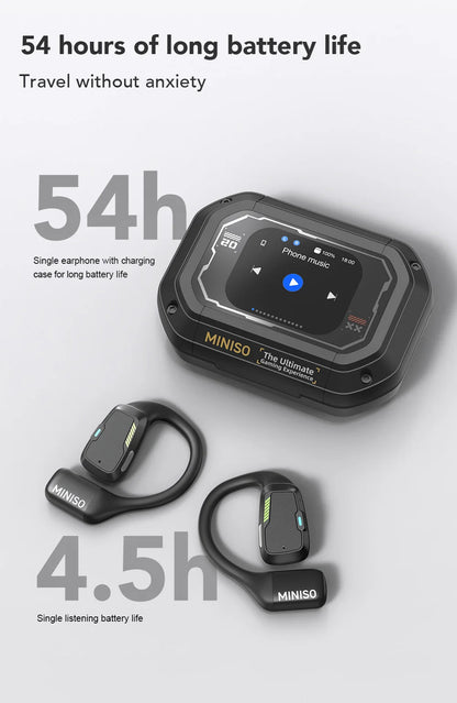 AI MINISO M98 Wireless Headphones OWS Sports Bluetooth Earphones Gaming Headset AI Translator Earbuds APP LCD Touch Screen IPX5
