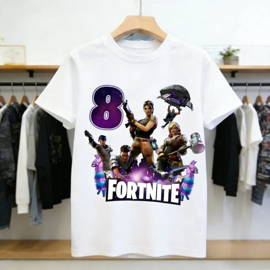 Fortnites Children Birthday Number T Shirt Girls Boys Summer Clothes Baby Cotton Tee Shirts Party Short Sleeve Tops Toddler Gift
