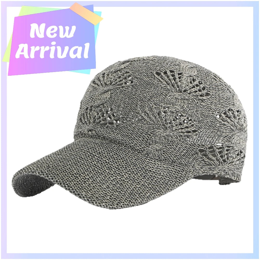 Casquette de baseball d'été en maille ajourée brillante pour femme, casquette de protection solaire pour les activités de plein air, respirante, flatteuse et polyvalente