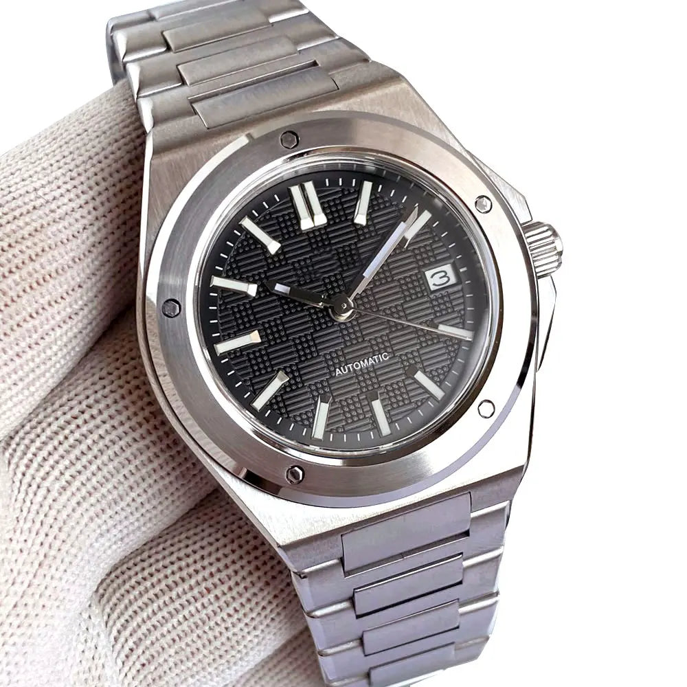 Tandorio Neue schwarze luxuriöse Business-Herrenuhr im Engineer-Stil, mechanisch, Saphirglas, 100m wasserdicht, NH35A Automatikuhren