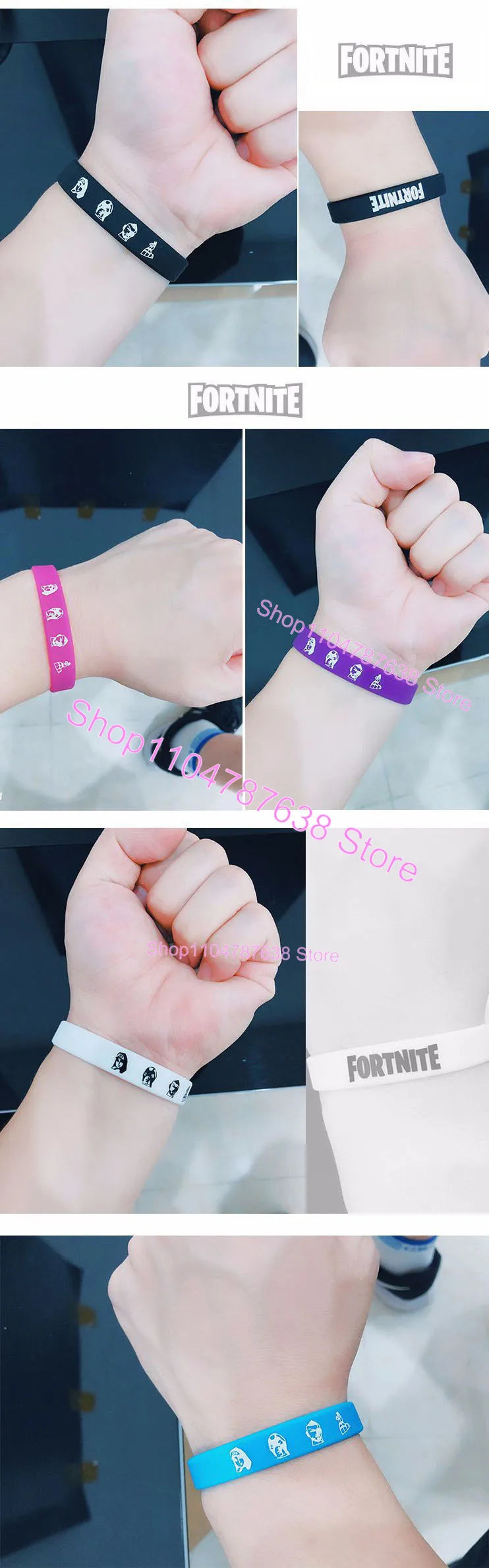 Luminous Silicone Bracelet Fortnite Theme Party Decoration Birthday Bracelet Rubber Trend Toys for Adults Teen Birthday Toy Gift