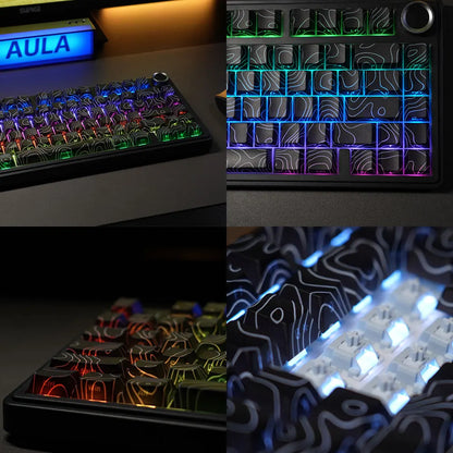 Teclado Mecânico Gaming Sem Fios AULA F75 Pro com Montagem Gasket, RGB Personalizado, Layout 75% e Teclas PBT com Gravação Lateral