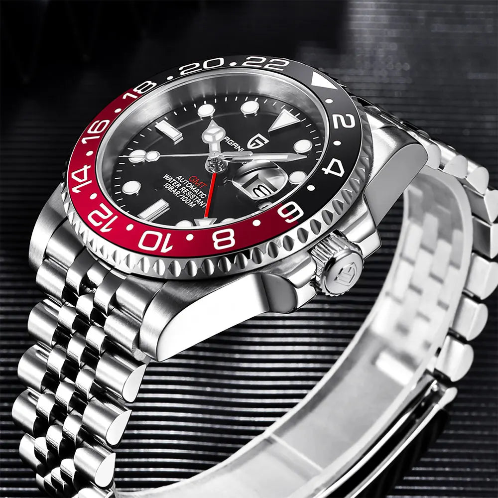GMT Wristwatch PAGANI DESIGN Automatic Watch 40mm Mens Watch Top Brand Mechanical Watch 100M Waterproof Luminous Watches PD-1662