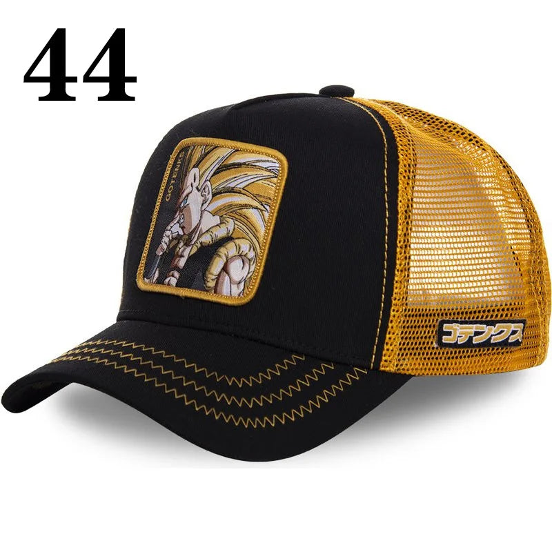 Casquette de baseball imprimée à l'effigie d'un personnage de l'anime Dragon Ball pour hommes et femmes – Casquette hip-hop – Casquette en maille pour camionneur – Protection solaire d'été pour les activités en plein air