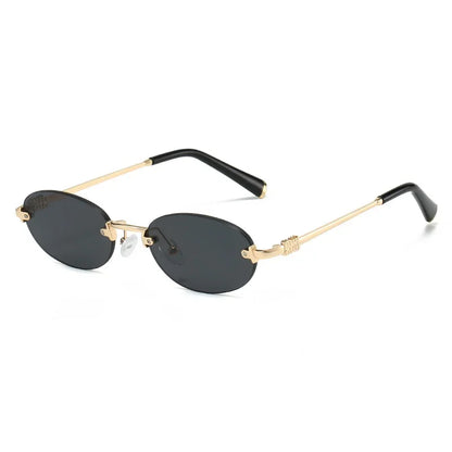 Frameless Ellipse Sunglasses, UV400 Protection Lightweight Design, Fashionable for Daily Wear & Outdoor