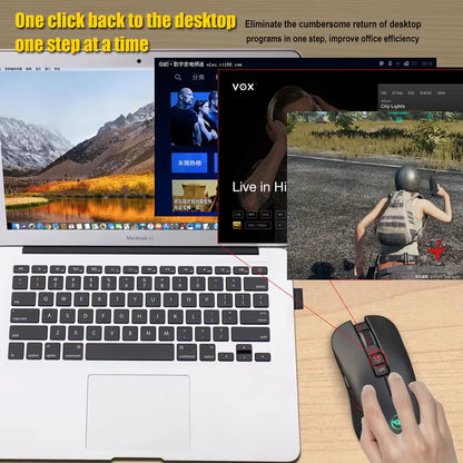 Mouse wireless USB reîncărcabil pentru mâna dreaptă, mouse Type-C pentru laptop și computer, clic silențios, iluminare de fundal, mouse gaming 3600cpi