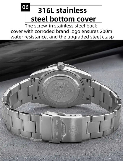 ADDIESDIVE Men’s Luxury Diver Watch Luminous Dial, Ceramic Bezel, Stainless Steel & 20 Bar Water Resistant