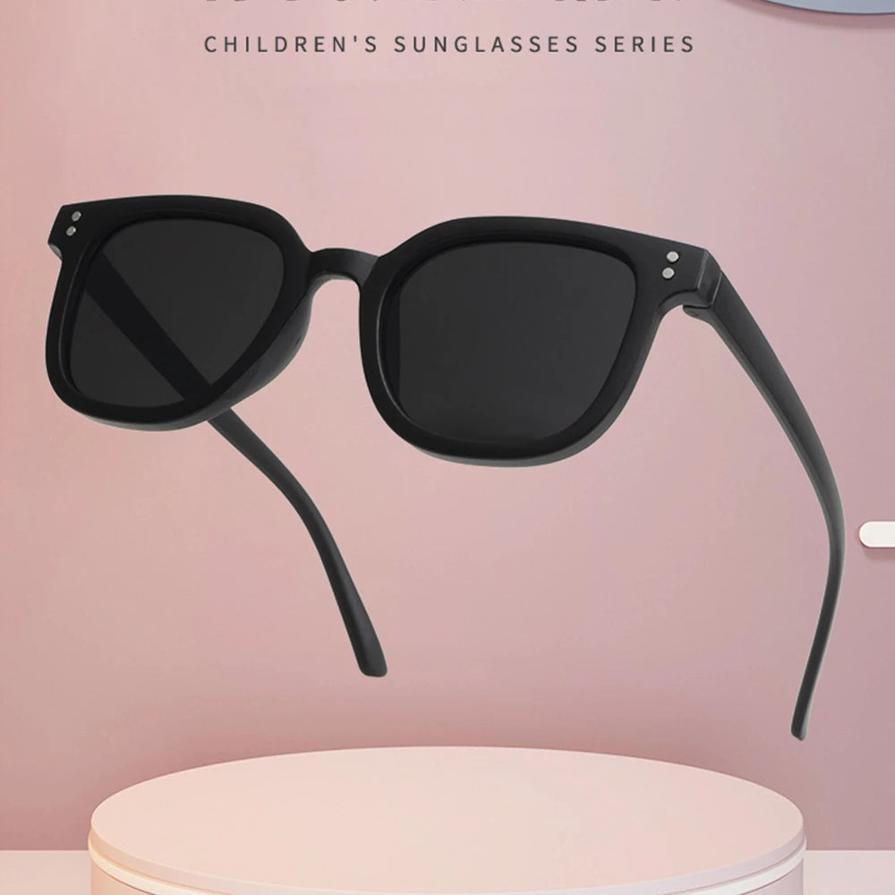 KLASSNUM 2026 Trendy Children's Sunglasses Large Square Black Sun Glasses 2-8 Years Kids Girls Boys Sunglass for Travel Outdoor